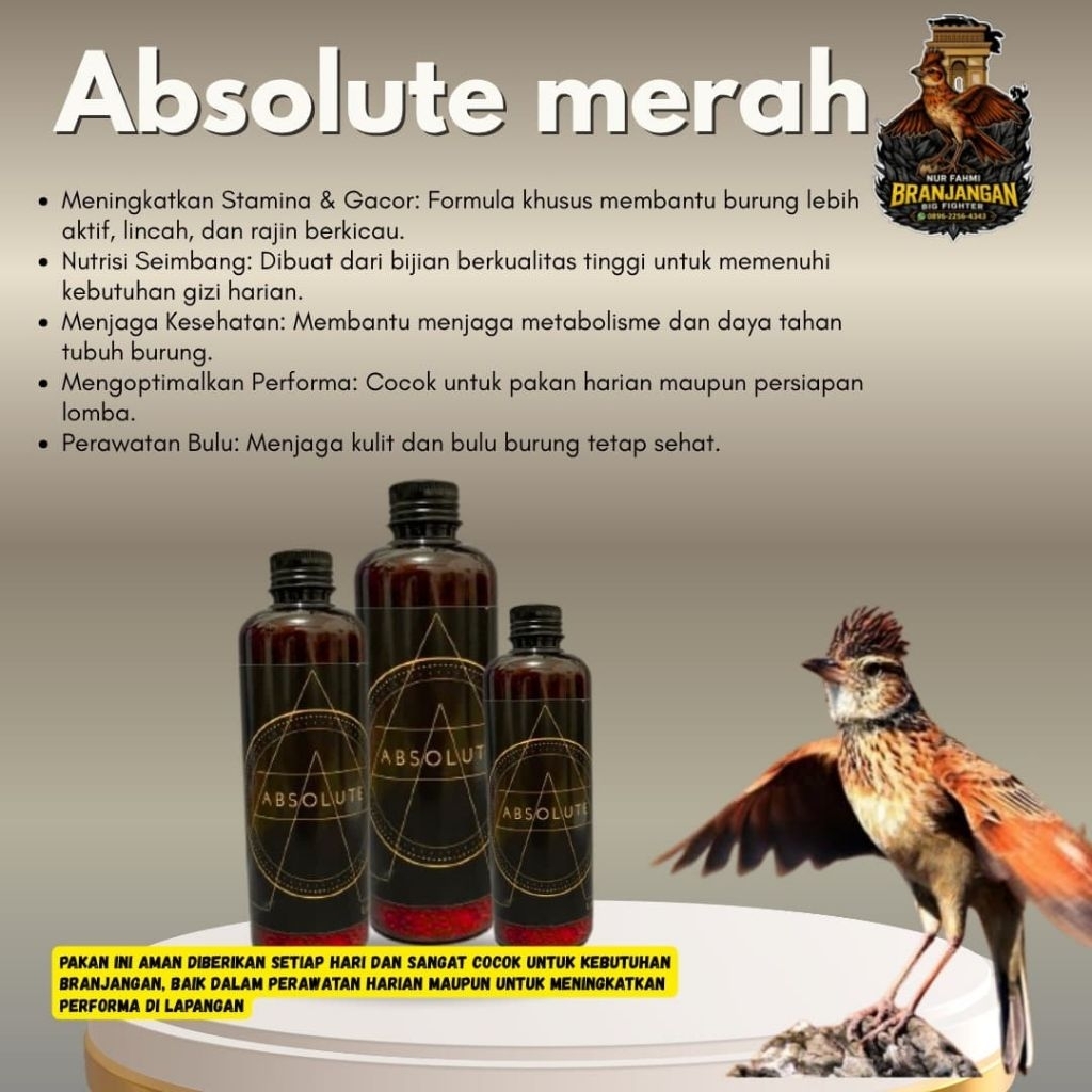 ABSOLUTE MERAH | PAKAN BIJIAN | PAKAN BURUNGBRANJANGAN | PAKAN KENARI