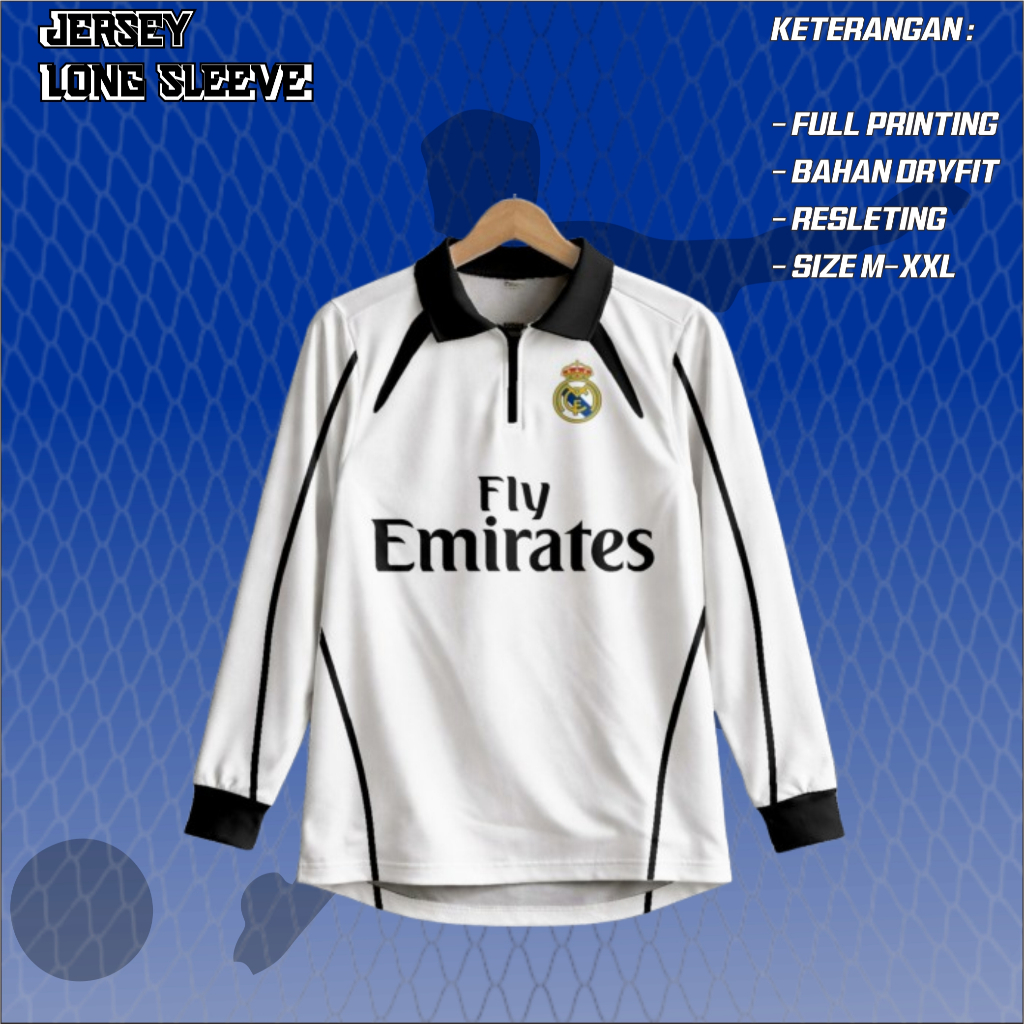 JERSEY LONG SLEEVE RETRO MADRID RESLETING TANGAN PANJANG