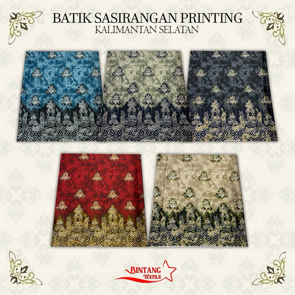 Kain Batik Etnik Khas Kalsel Sasirangan Banjar Pria Wanita Printing bahan Semi Sutera Tebal - Harga 