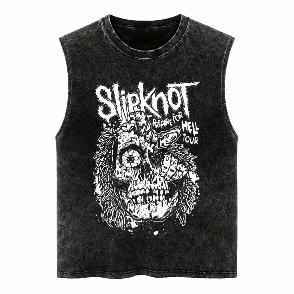 Gore Notch "Slipknot" Sleeveless Oversized T-Shirt | Stone Wash | Kaos Oversize | Vintage | Atasan