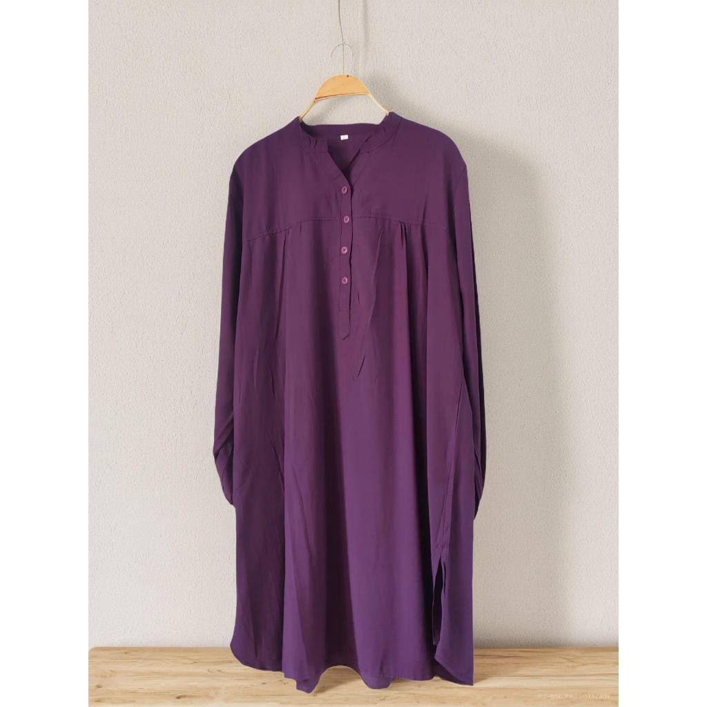 Tunik polos viscose atasan wanita jumbo  ungu terong - lilac - lavender - violet - dusty ungu