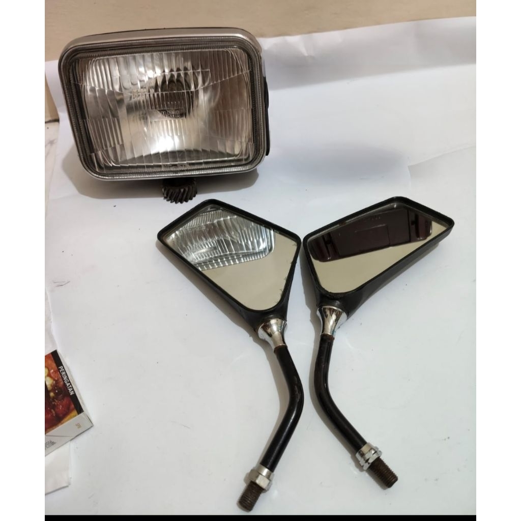 Reflektor Lampu depan dan spion kotak RX king master RX king OLd Original seken