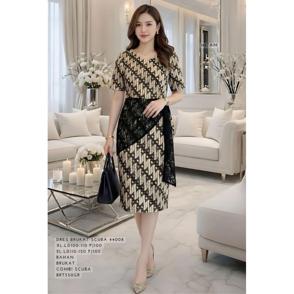 dress batik scuba brukat 44008