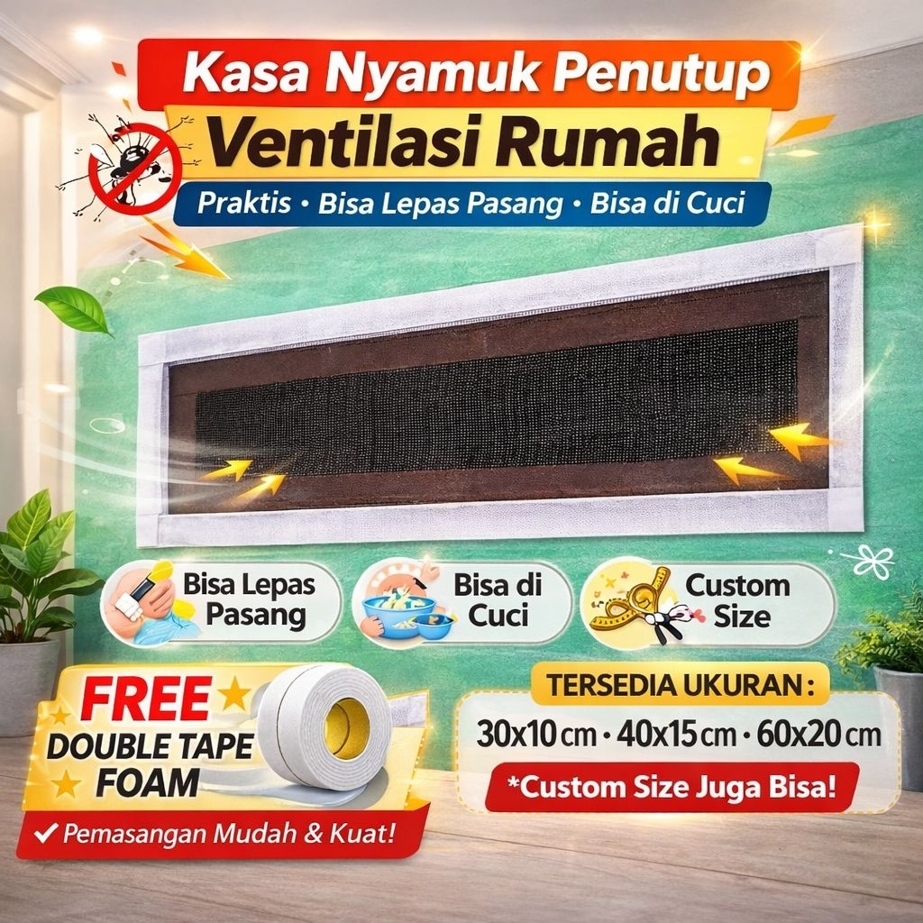 kasa nyamuk penutup ventilasi custom ukuran besar