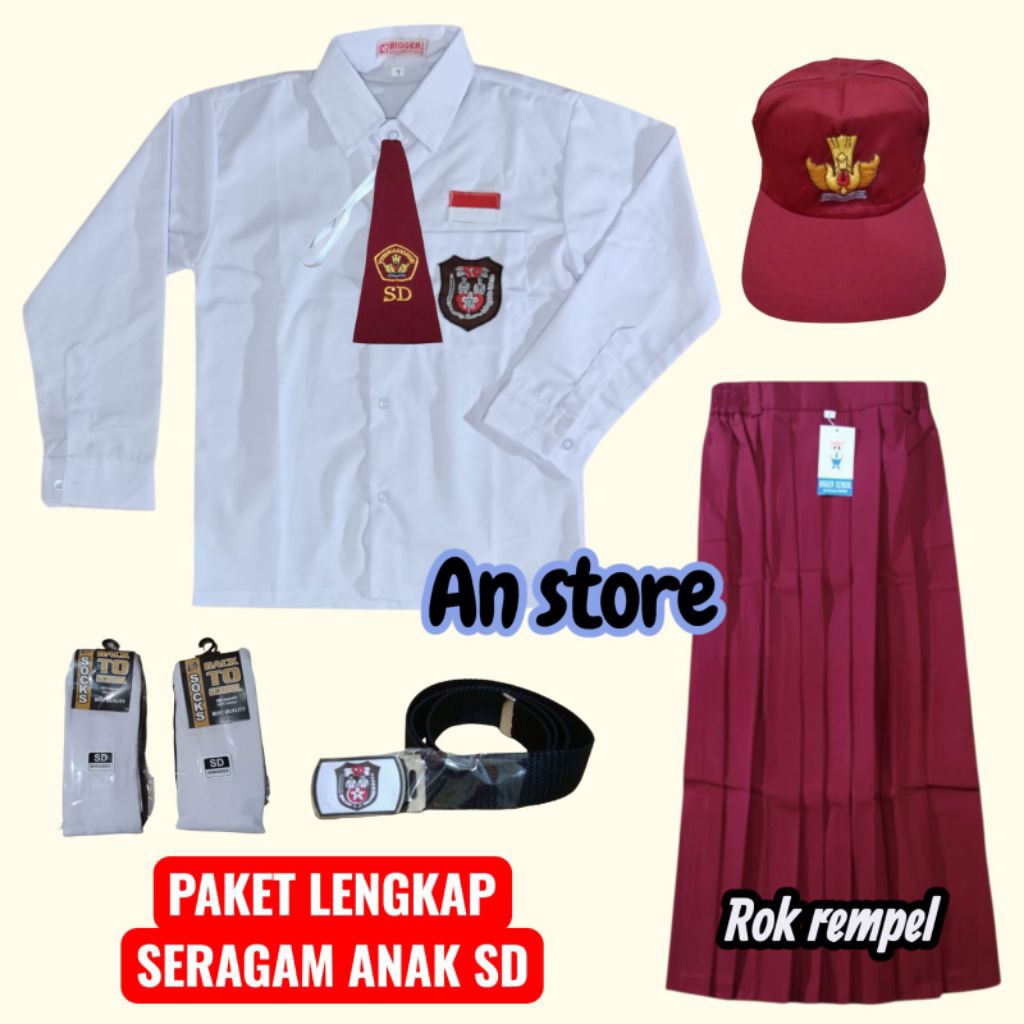 Seragam sekolah anak sd perempuan,Setelan seragam sd perempuan,Baju sekolah anak sd perempuan