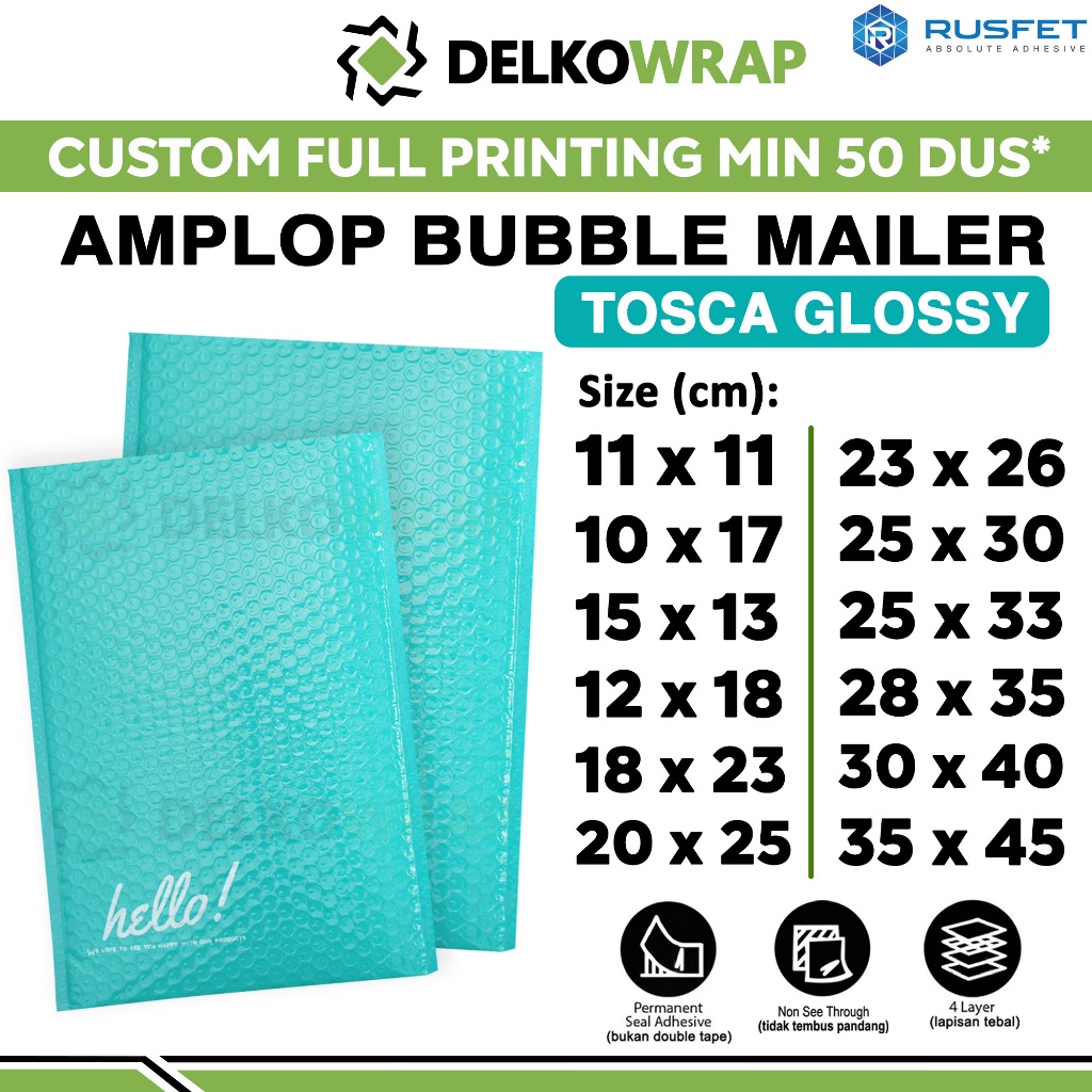 Amplop Bubble Wrap TOSCA GLOSSY Envelope Bubble Bag Mailer Security Bungkus Packing Paket RUSFET