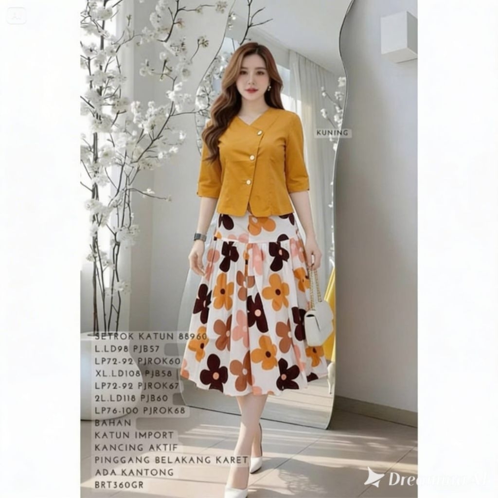STELAN ROK KATUN PREMIUM MOTIF BUNGA