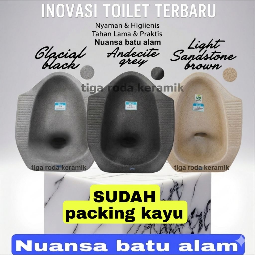 kloset jongkok ina batu alam(SDH PACKING KAYU)/kloset kamar mandi/kloset teraso/kloset warna hitam/k