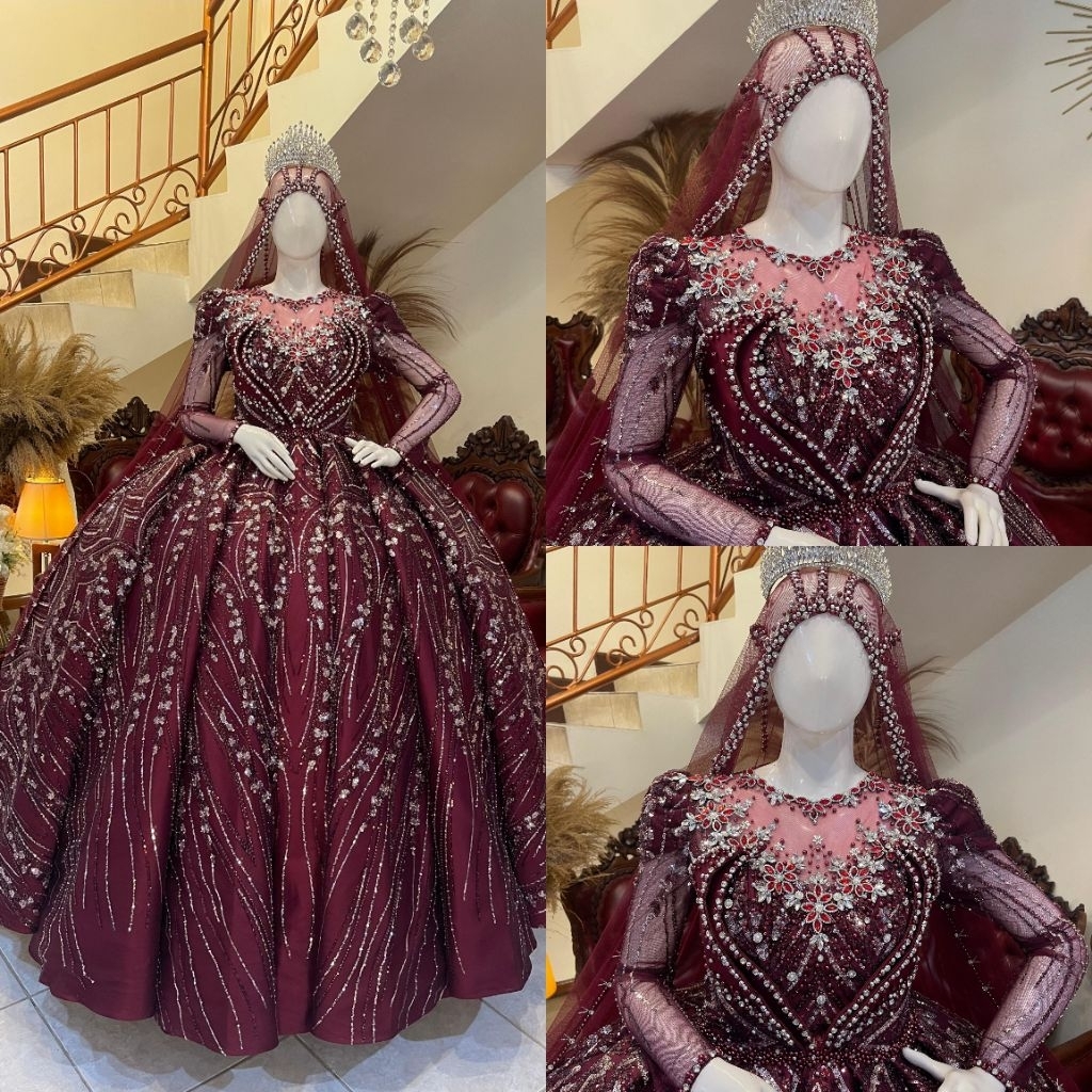 Gaun pengantin mewah elegan | gaun pengantin putih | gaun pengantin berbie
