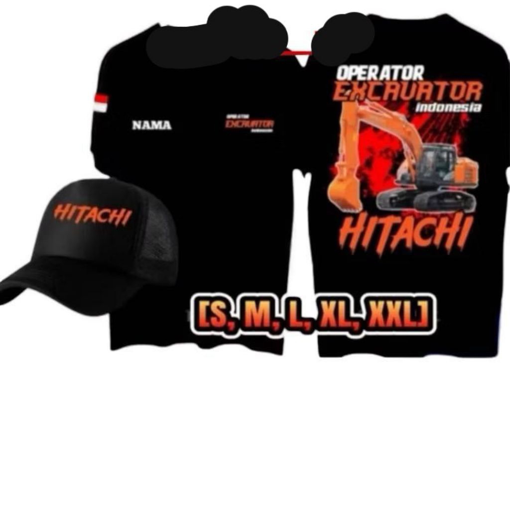 Kaos Operator Excavator Hitachi Bonus Topi Cod