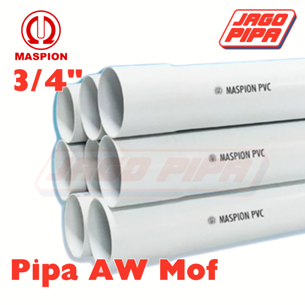 [INSTANT] Maspion Pipa AW 3/4 Inch Putih MOF PVC 4 Meter Paralon 3/4" PUTIH