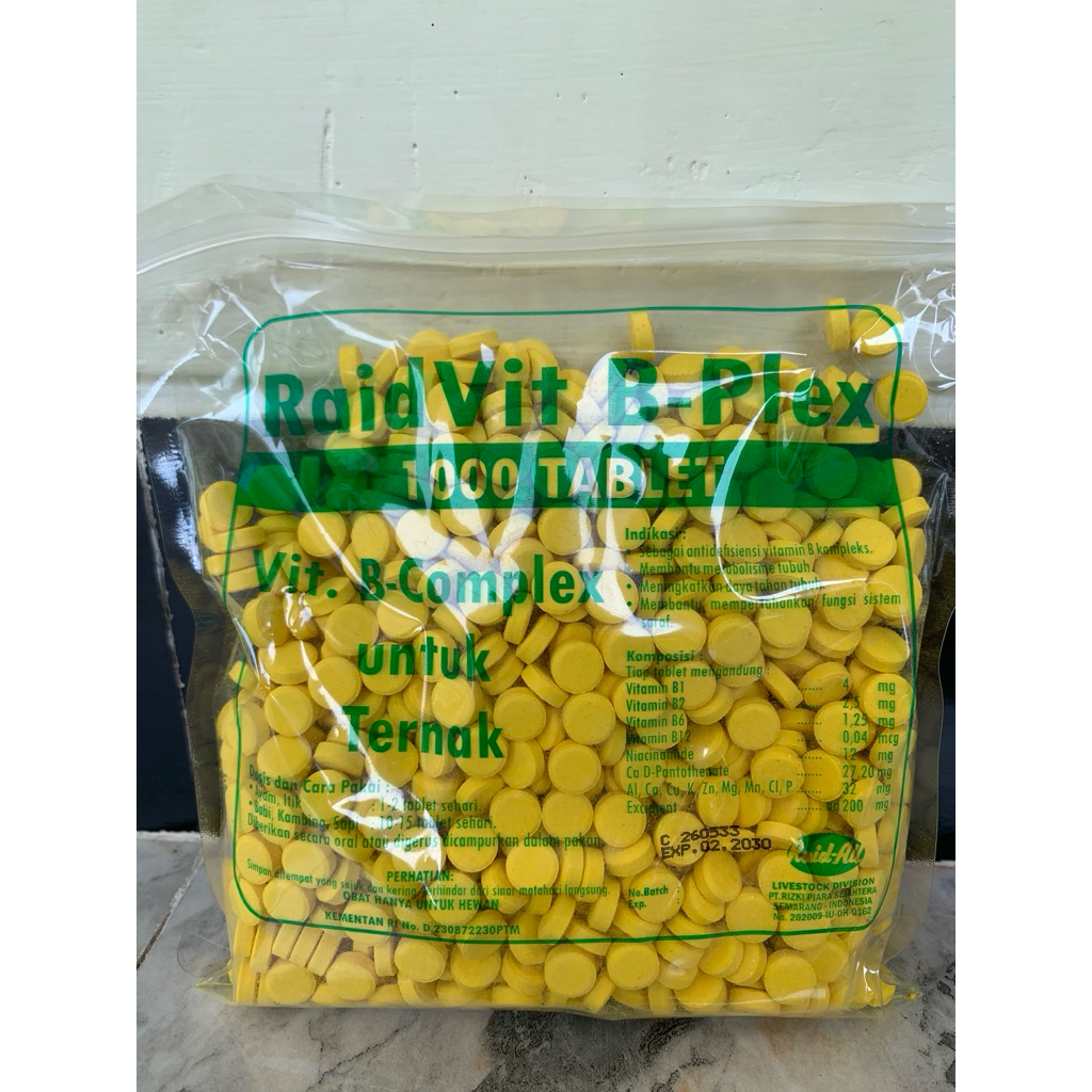 Becomp 1000 Tablet Vitamin B Complex untuk Ternak Sapi, Kambing, dan Unggas