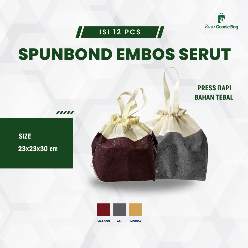 (ISI 12 PCS) TAS SPUNBOND EMBOS SERUT | TAS HAJATAN | EMBOS BOX NASI/KOTAK/KARDUS/BOX KUE | TAS SERU