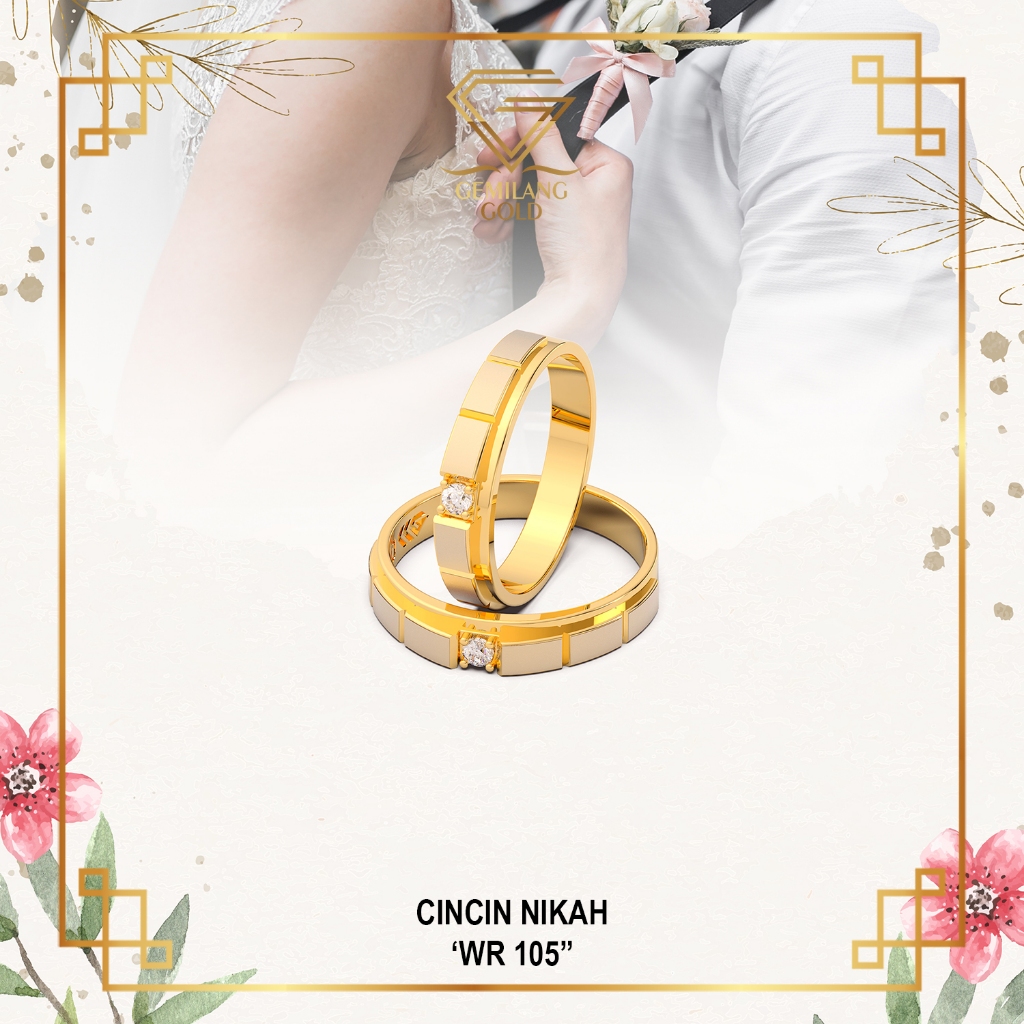 Cincin Emas Wedding Ring Cincin Nikah Kadar 16K Gemilang Gold ID (WR 105)
