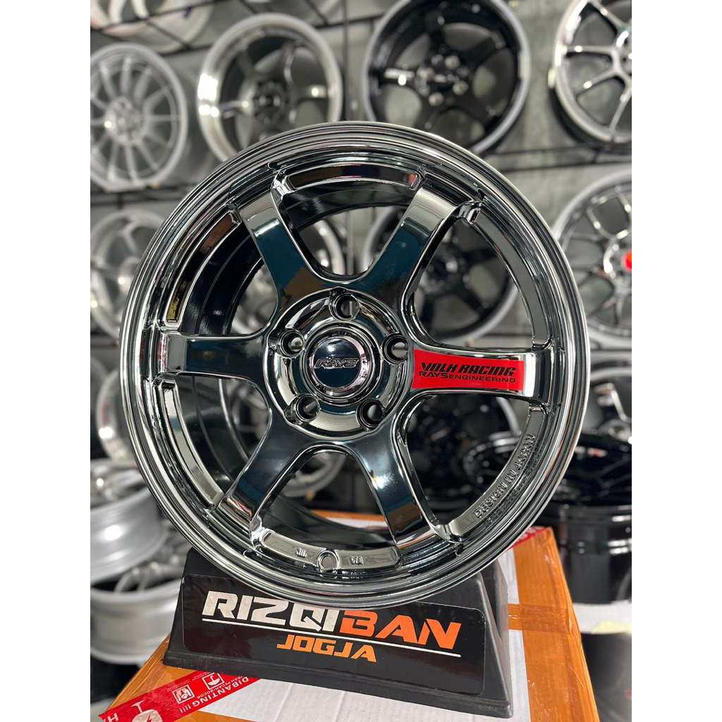 velg te37 r16 black chrome pcd 5x114 kondisi baru