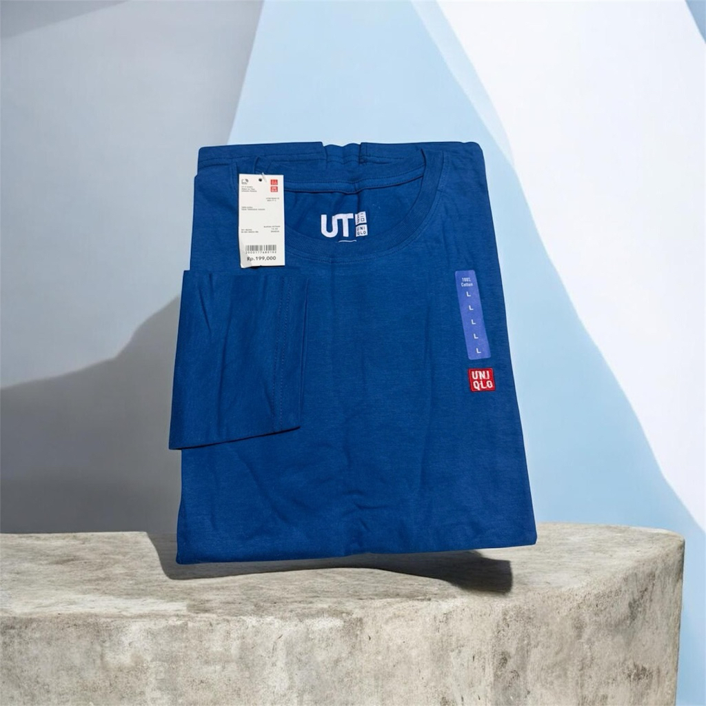 Kaos Unisex Uniqlo Lengan panjang Logo bordir