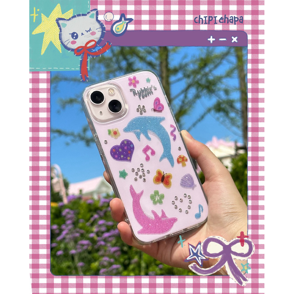 CHIPI CHAPA Rubbies Room Dolphin iPhone Case – Cute Y2K Aesthetic TPU Protective Cover