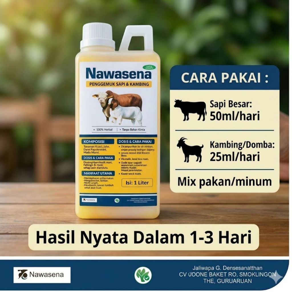 [SAPI GEMUK DAN SEHAT] Nawasena 1000ml Vitamin B Complex - B Complex Vitamin Hewan, Nawasena Pengemu