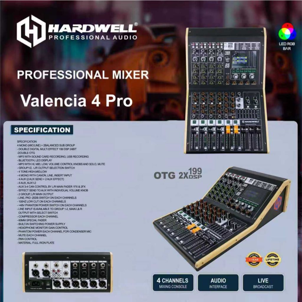 Mixer 4 Channel Hardwell Valencia 4 Pro Original
