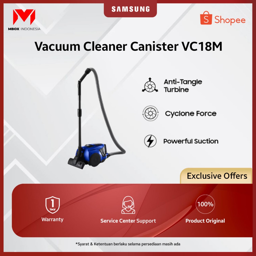 Samsung Canister Vacuum Cleaner 380 W - VC18M2120SB/SE