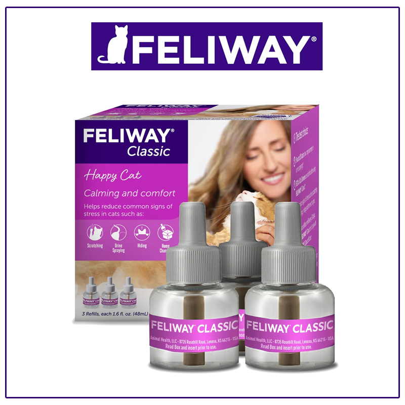 FELIWAY Classic 3 Pack Refill 3x48ml 90 Hari - Penenang Kucing Pheromone Anti Stres Happy Cat Paket 
