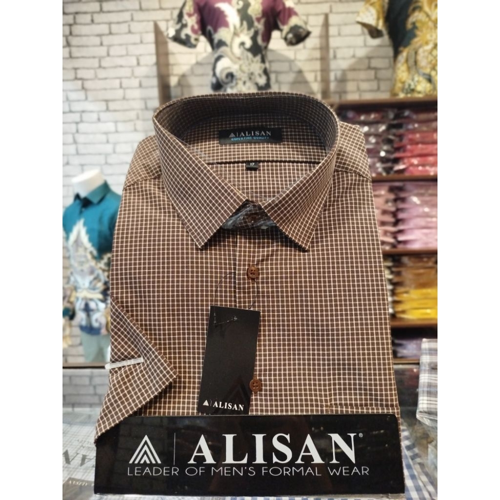 Alisan Kemeja Motif Garis Lengan Pendek 16,5-17,5(XXL-XXXXL)