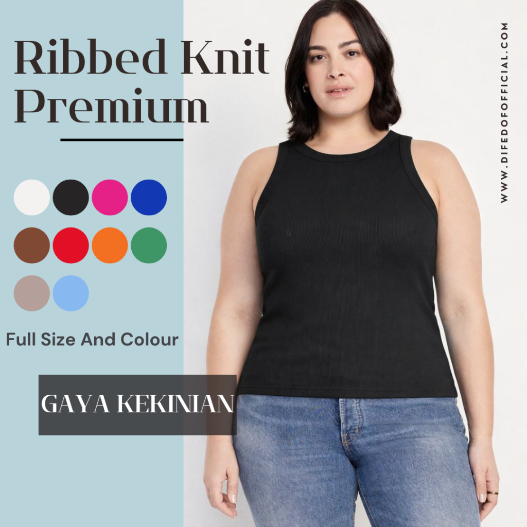 DIFEDO BIG SIZE | Tanktop Wanita Jumbo Premium Halter Rib Tanktop