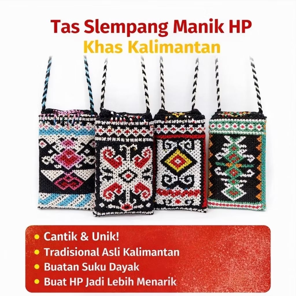 Tas Manik Slempang HP Wanita  Handmade Etnik Dayak Kalimantan Unik