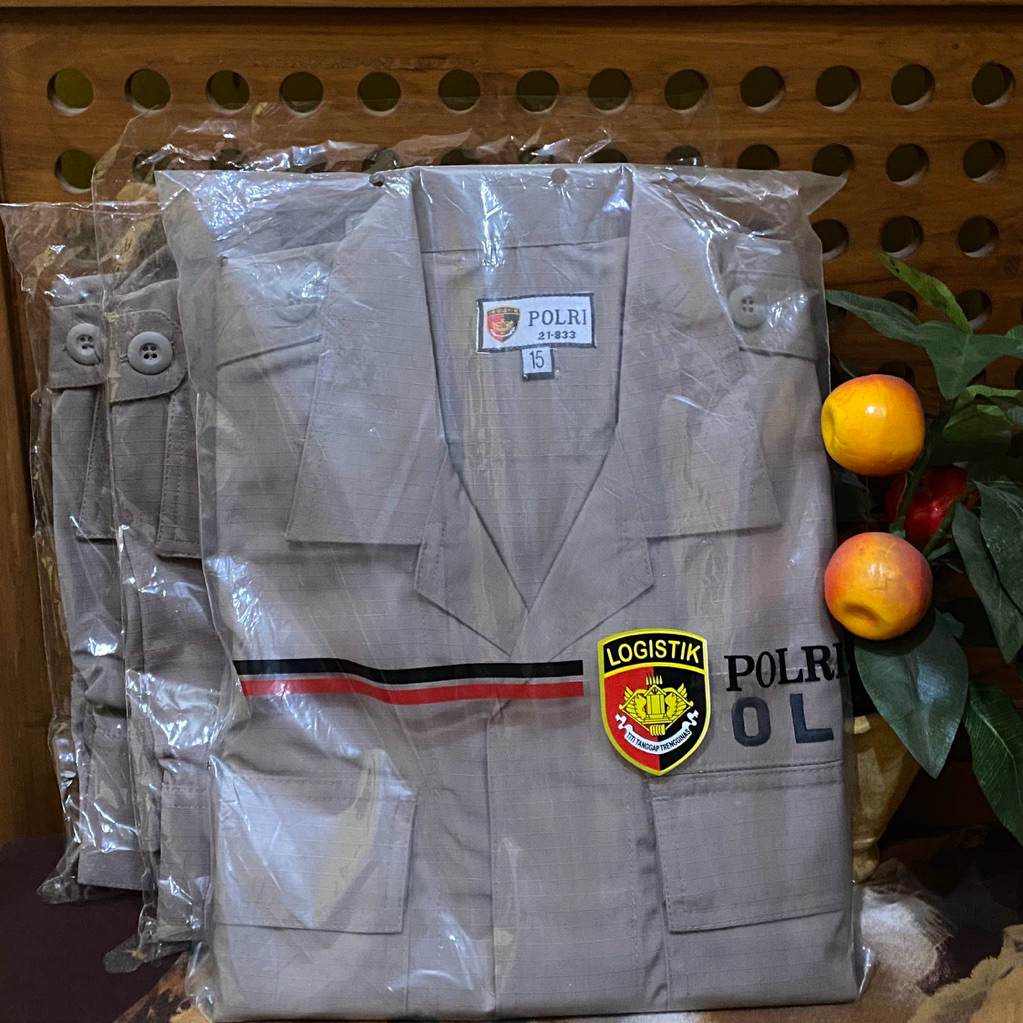 Baju PDL POLRI Asli Pembagian | Baru | Polos | 3 PCS | Ukuran 15 & 16 1/2