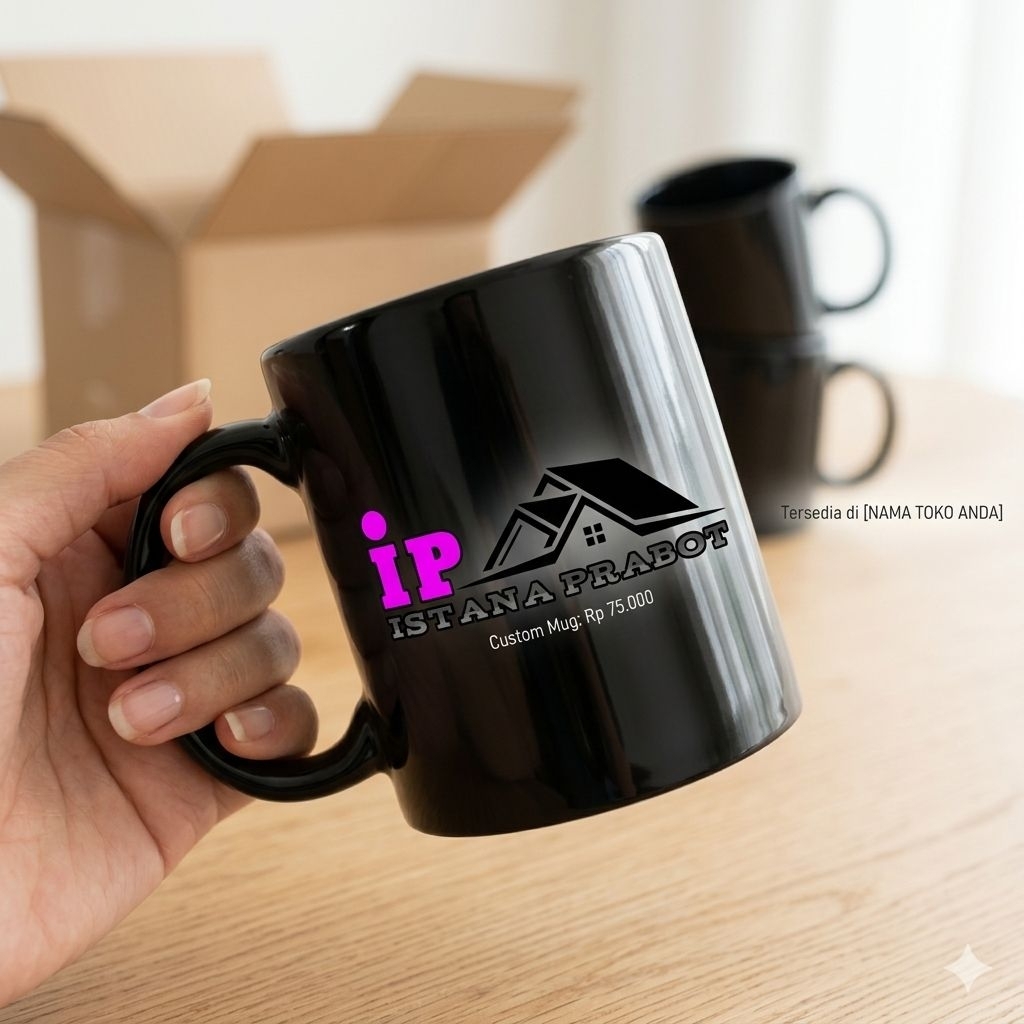 Mug Standart Hitam Polos /Gelas Hitam Polos Nikura