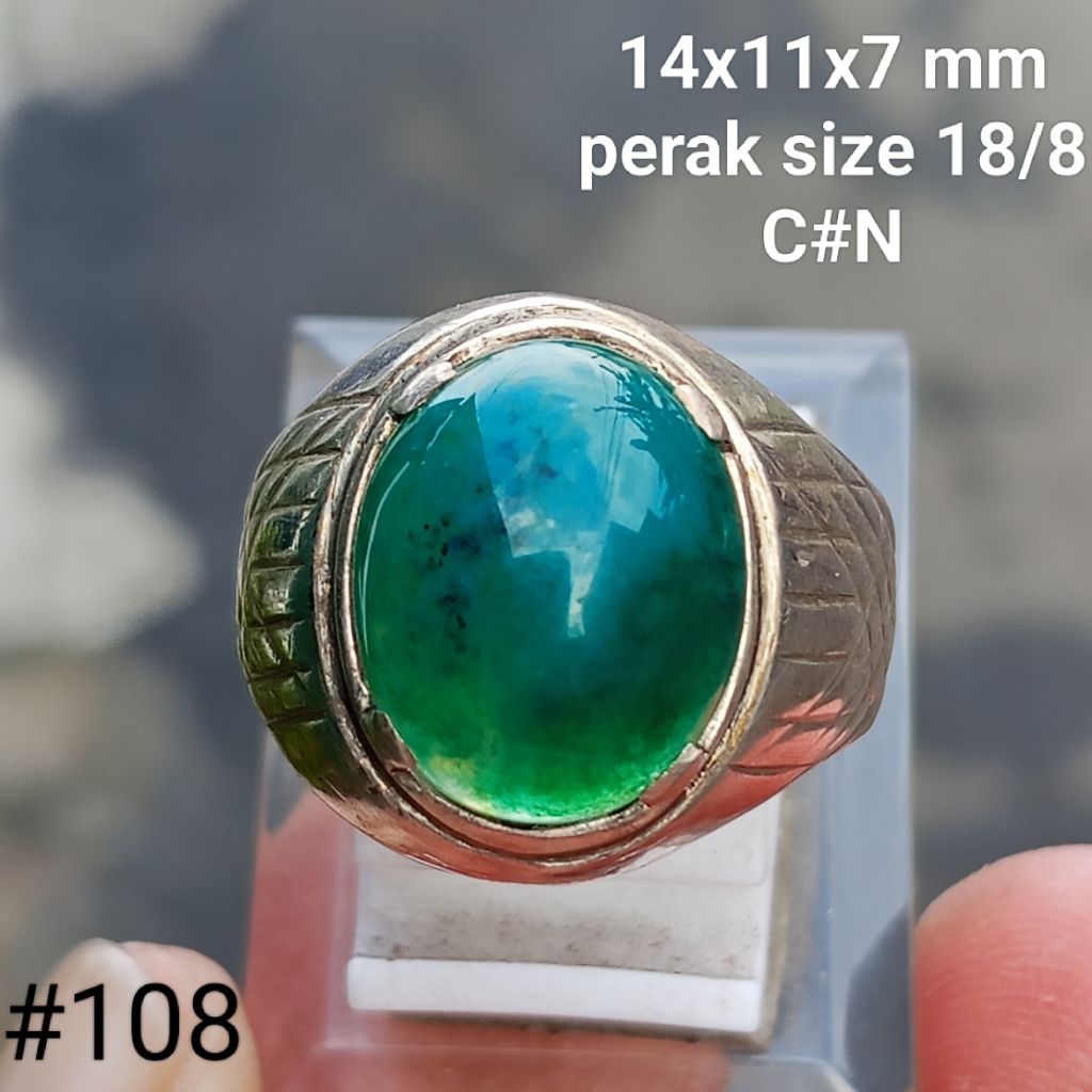 cincin perak, batu natural bacan Doko #108