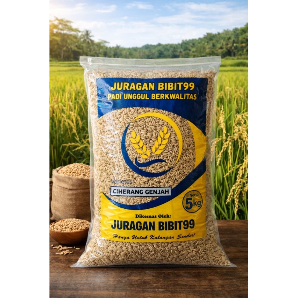 benih padi unggul Ciherang genjah hasil nasi pulen kemasan 5kg