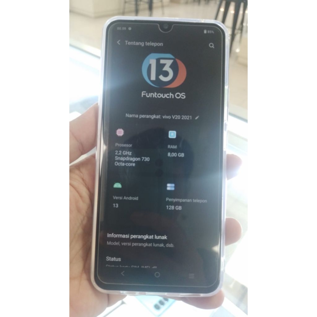 Handphone Hp Vivo V20 8/128 Second Suport NFC Mulus