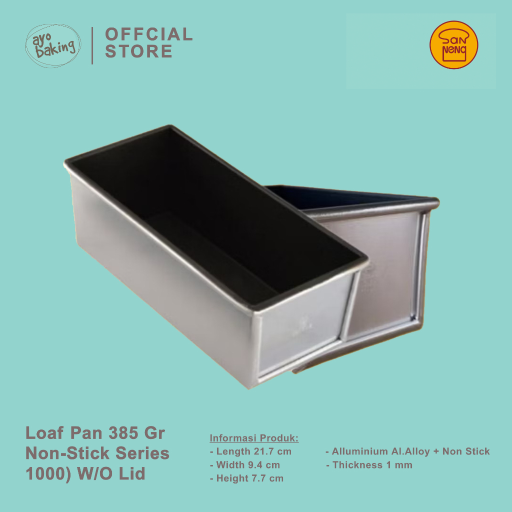 SANNENG SN2082 385g Loaf Pan (Non Stick Series1000) W/O Lid (Tanpa Tutup) 217x94x77mm | Loyang Roti 