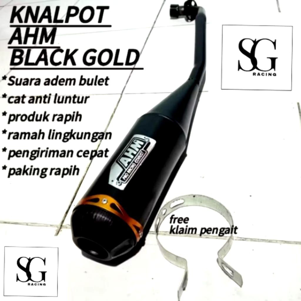 Knalpot standar racing AHM Black gold motor bebek pnp tingal pasang supra, jupiter, grand, karisma,V