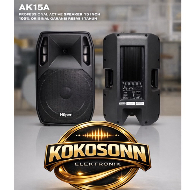 Speaker Aktif HUPER AK 15 A AK15A AK15 A - Daya 400W, Frekuensi 40Hz - 18Hz, Koneksi XLR