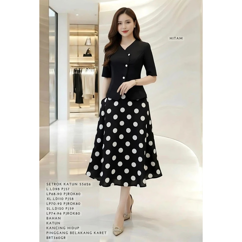 SET ROK WANITA DEWASA 55626 BAHAN KATUN TERSEDIA UKURAN STANDAR DAN JUMBO