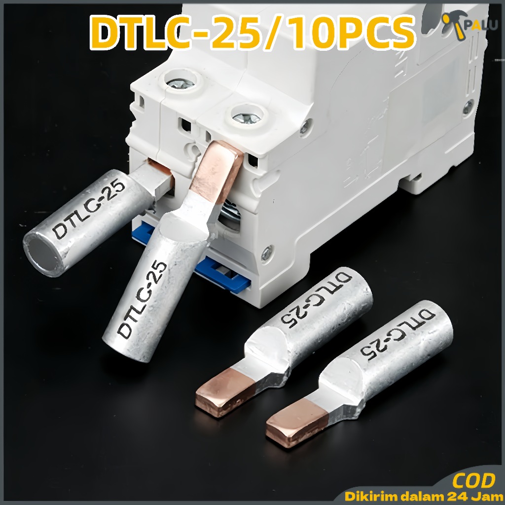 10PCS Skun Tusuk Pin Gepeng DTLC-25 Sekun Kabel Terminal Wire Cable Connector Non Insulated