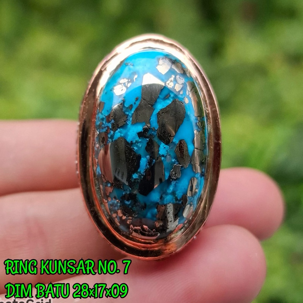 Cincin Batu Pirus Persia Iran Ring Kunsar / Pirus Badar / Pirus Logam 850
