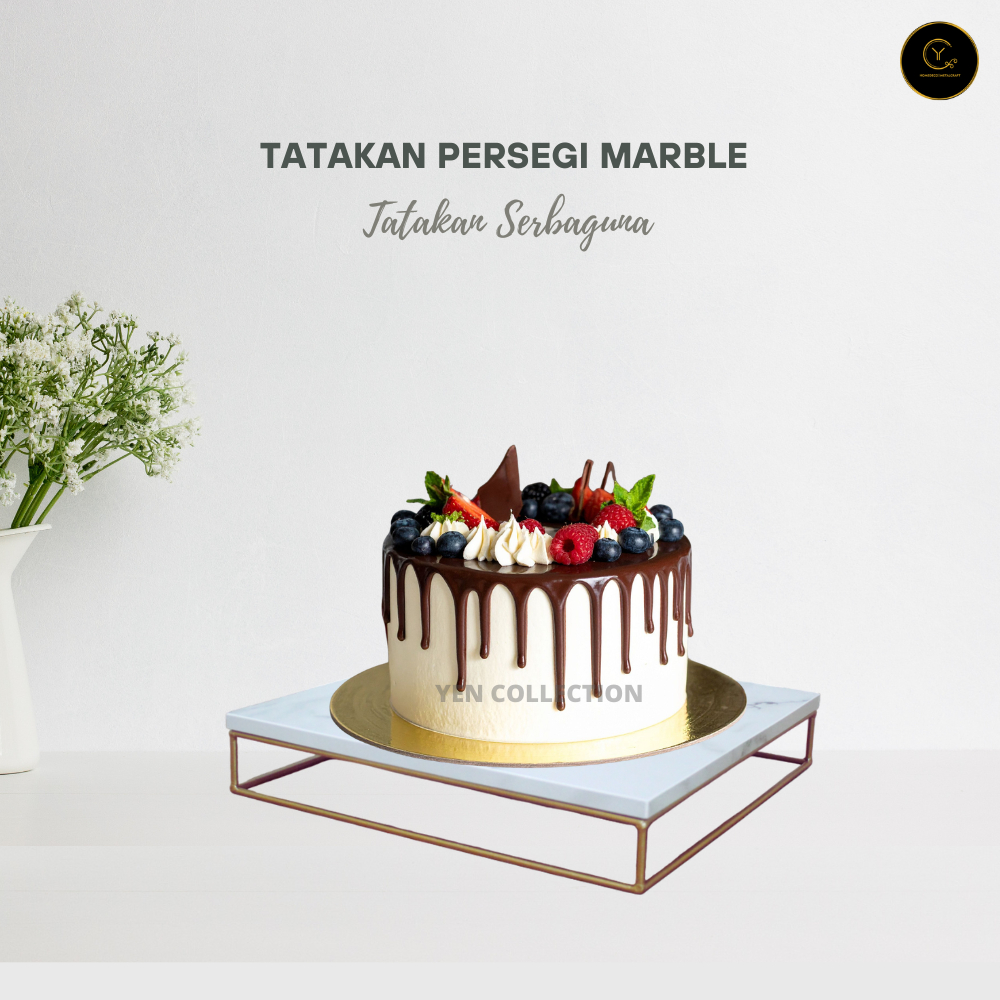 Yenche Tatakan Persegi Marble Tatakan Kue Aesthetic