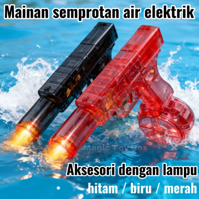 Mainan semprotan air elektrik dengan aksesori lampu Mainan semprotan Glock mini Mainan semprotan air