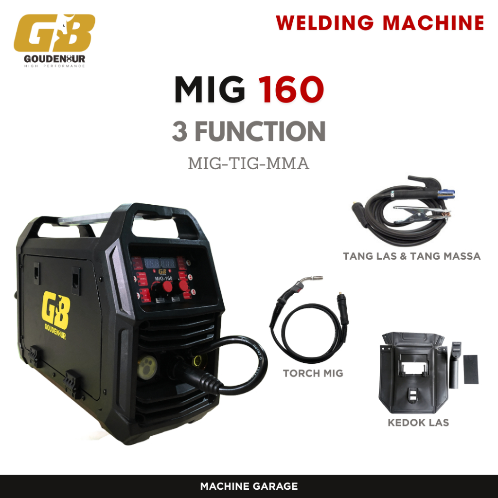 Mesin Las tanpa CO2 MIG 140 GB multi function MIG TIG MMA 3 in 1 Free Packing  Kayu