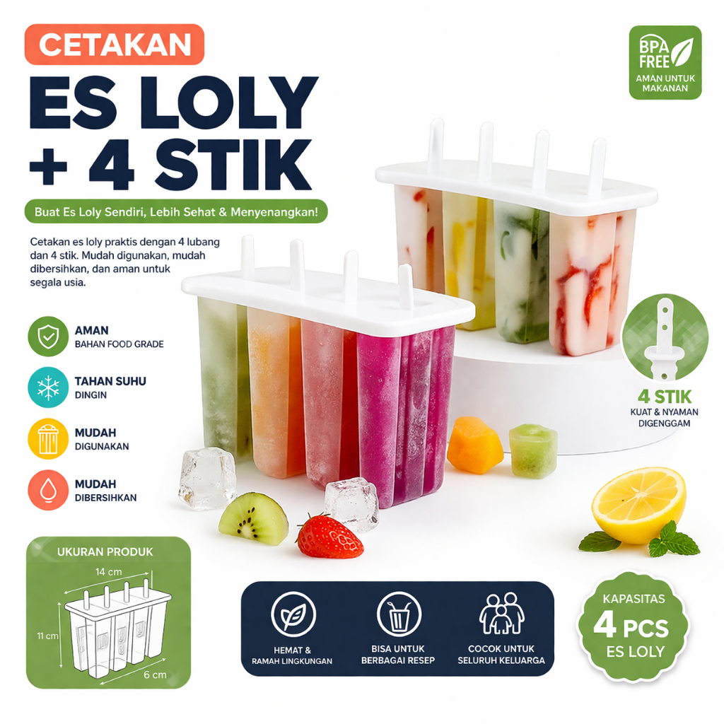 Cetakan Es Lilin / Es Krim Stik / Es Lolipop / Jelly Tempat Cetakan Es Krim -Jual Cetakan Plastik Es