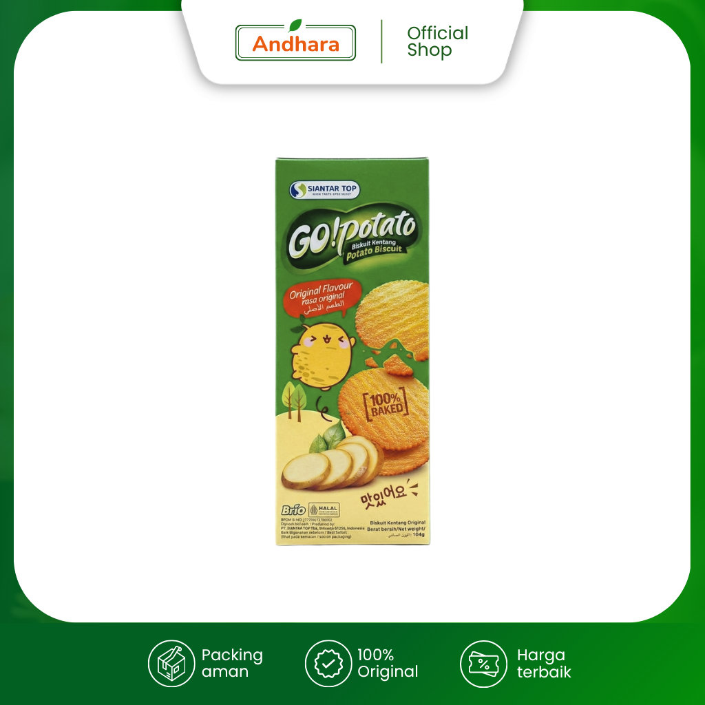 GO POTATO Biskuit Kentang BOX 104gr - Potato Biscuits Original Flavour - Rasa Original Renyah