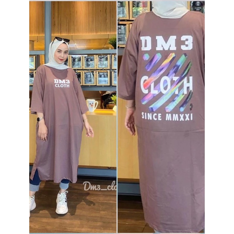 Gamis Wanita Elegan Mewah DM3 Midi Dress BO Size S M L XL XXL XXXL LD 90-130 CM Bahan Kaos Katun Com