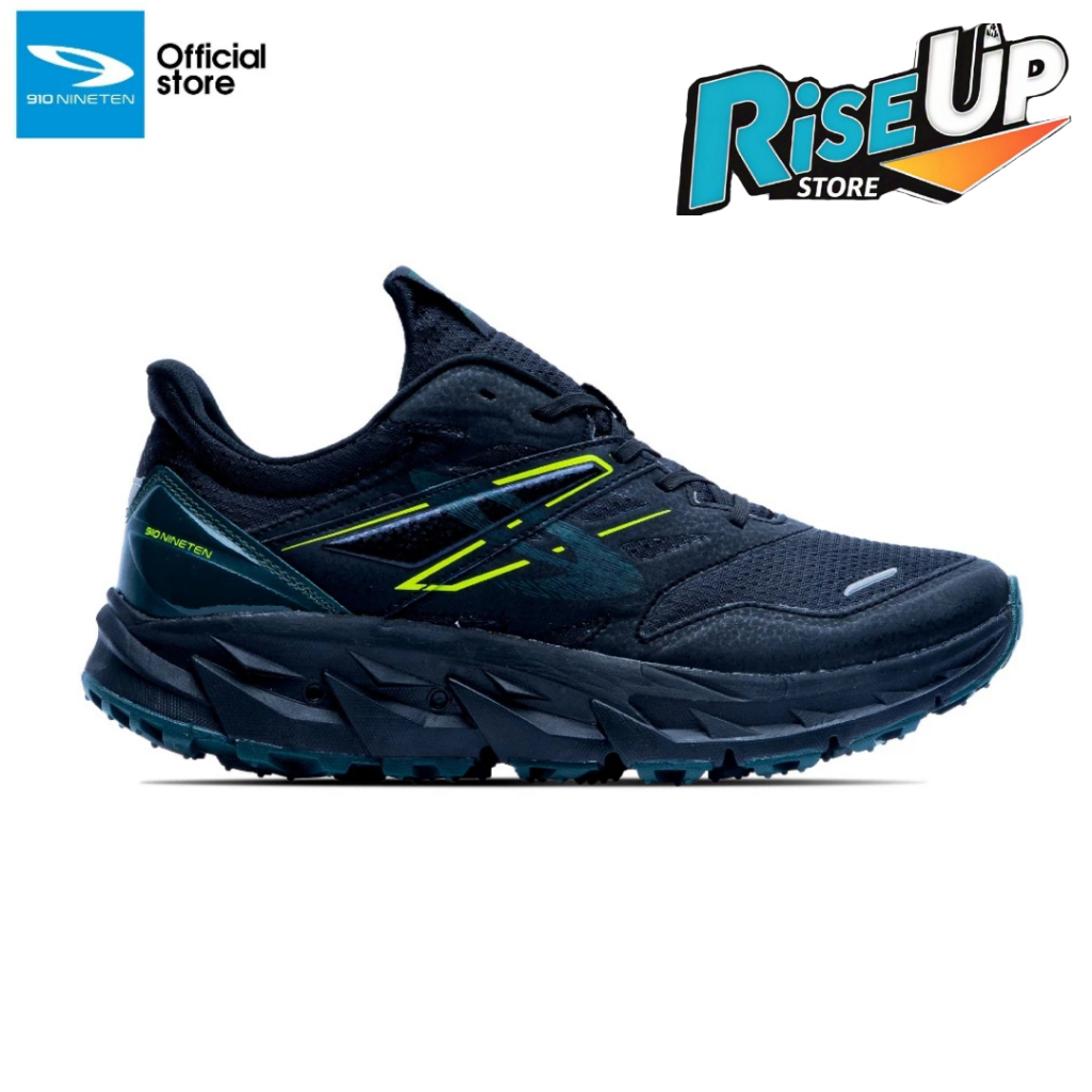 910 Nineten Yuza Evo Sepatu Trail - Hitam/Hijau Tua/Jingga Hiking Shoes Outdoor
