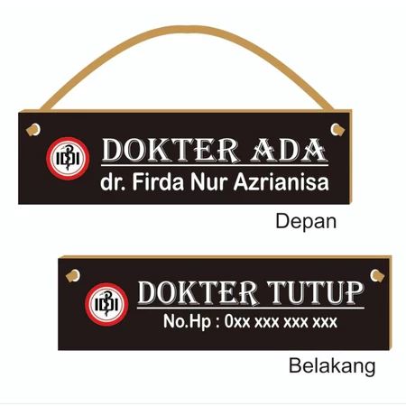 PAPAN PRAKTEK DOKTER ADA/TUTUP ( Custom Nama )