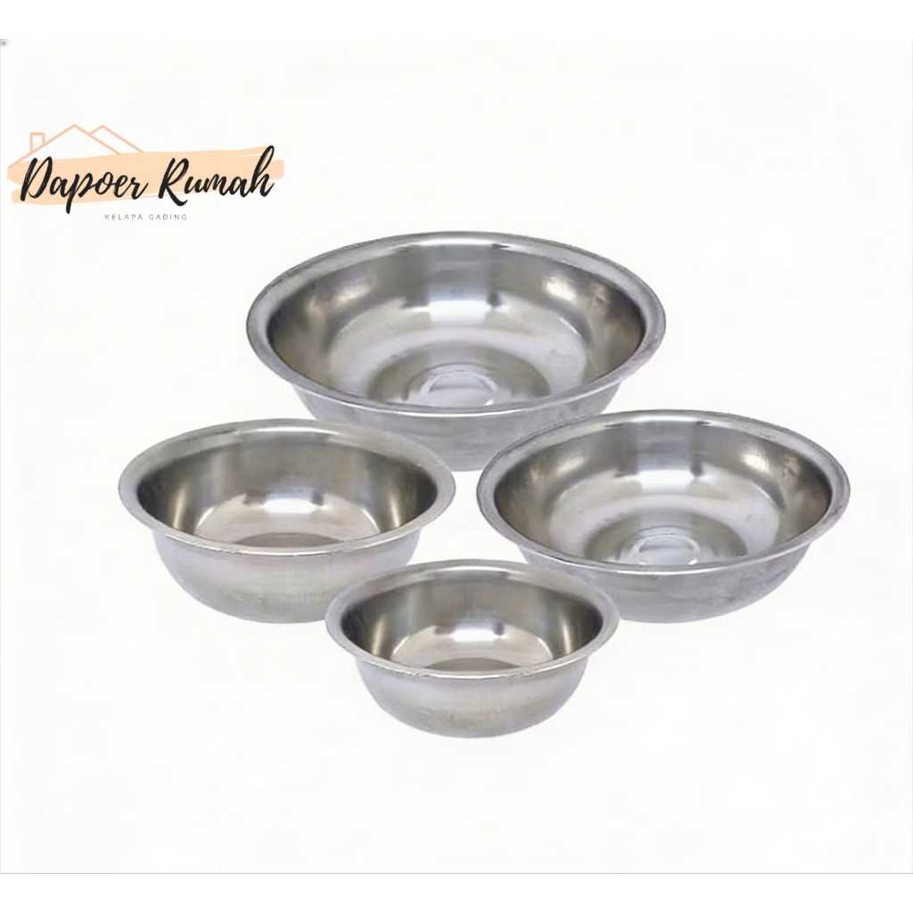 Baskom Stainless 14Cm 16Cm 18Cm 20Cm/Baskom Kobokan/Baskom Makanan/Mangkok Stainless