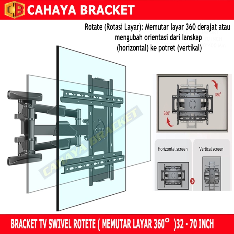 Braket Tv 65 55 50 43 32 Inch Bracket TV Rotate/ Bracket tv putar/Bracket TV portrait