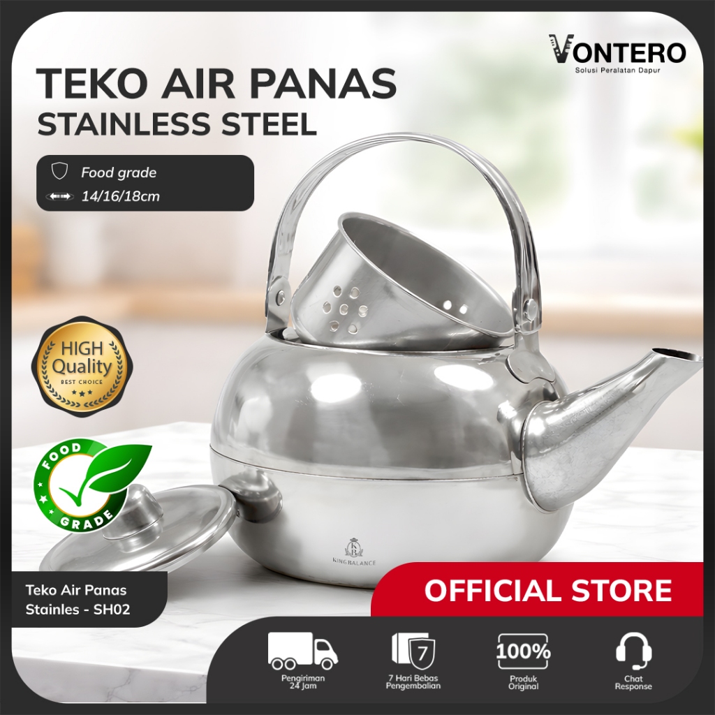 Vontero Teko Air Panas Kopi Teh Stainless Steel Original Teko Siul Bunyi Kuat Awet Premium | SH02